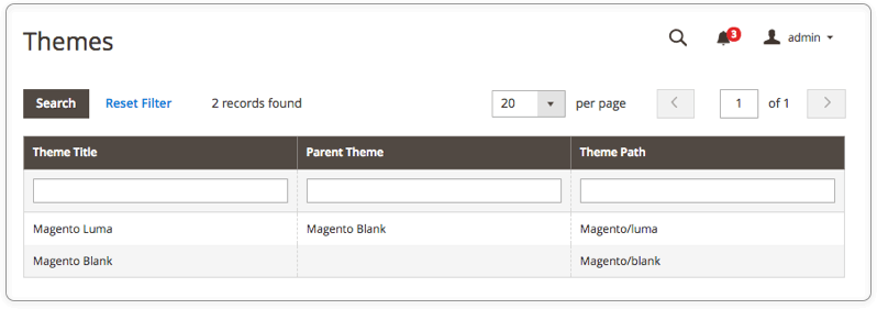 selecting magento 2 theme 