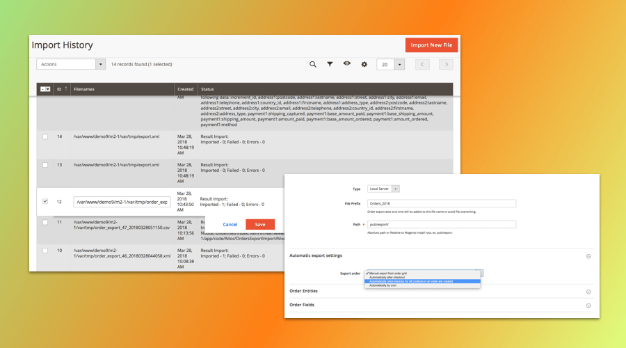 Magento 2 Orders Export & Import Module